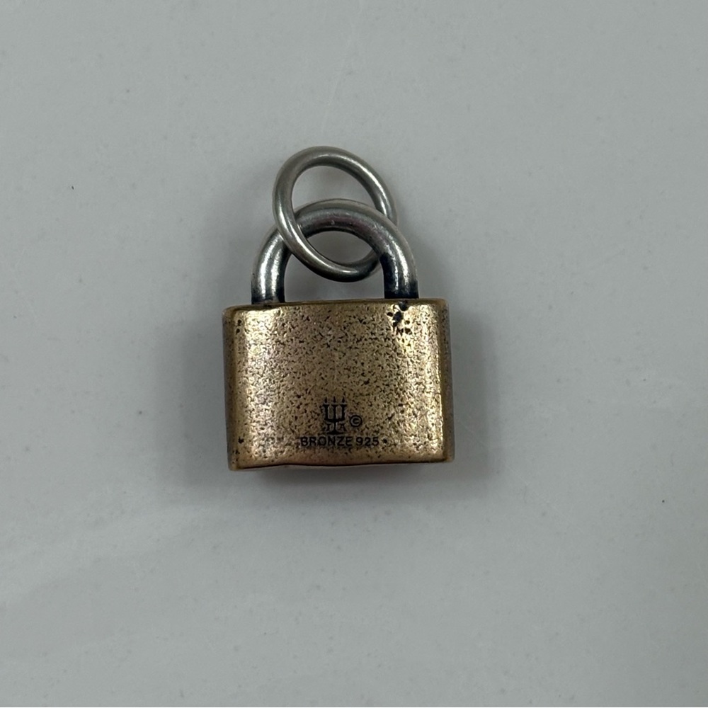 Retired Rare James Avery Pad Lock Charm Bronze and Sterling Silver - Picture 6 of 8